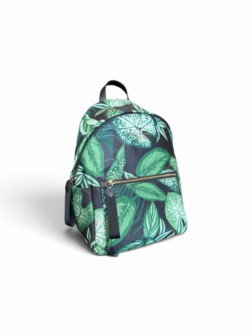 NWT Kate Spade Chelsea Backpack Green & Black Leaf Print Great Fall Bag!